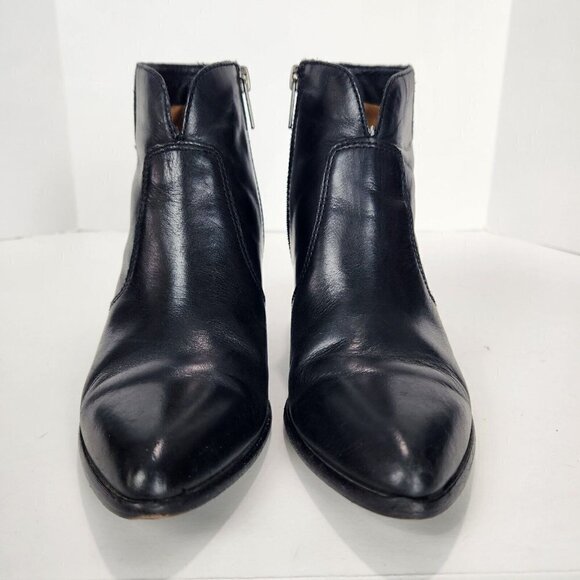 Frye Jennifer Heeled Western Ankle Boot Womens 6.5 Black Leather Pointed Toe - Picture 2 of 13